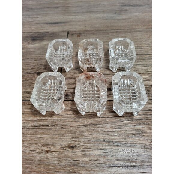 Lot Of 6 Antique Etched Glass Salt‎ Cellars - Picture 1 of 4